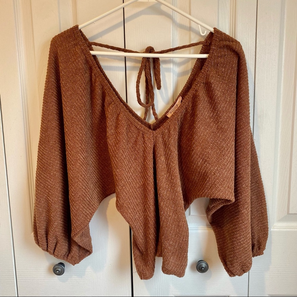 Peasant-Sleeve Self Tie Top
